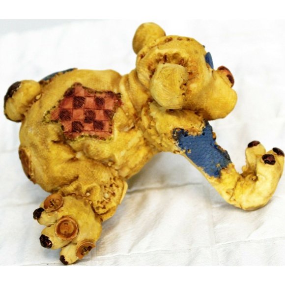 Bear Stocking Hanger Patchwork Country Raggedy Yellow Shelf Figurine Resin - Picture 3 of 8
